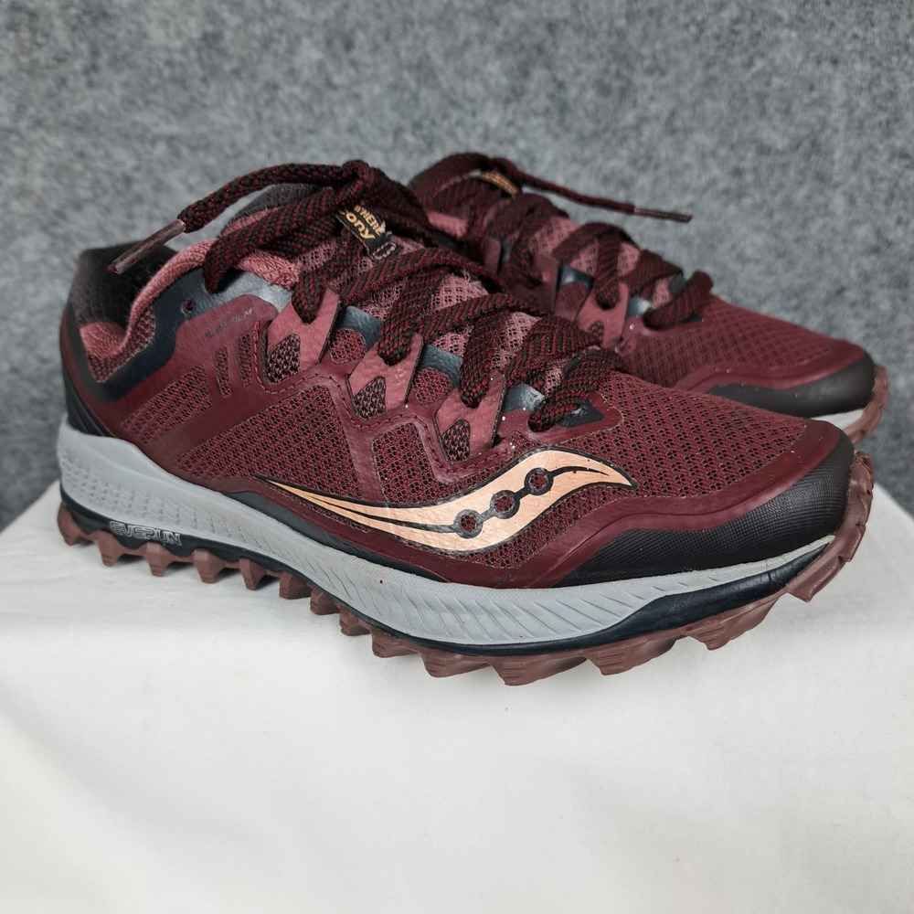Saucony Maroon and Gold Trail Running Shoes